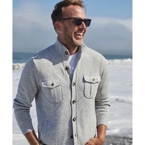 Collars & Co Mens Size XL Napoli Cardigan Sweater Gray Wool Cashmere Blend NWT